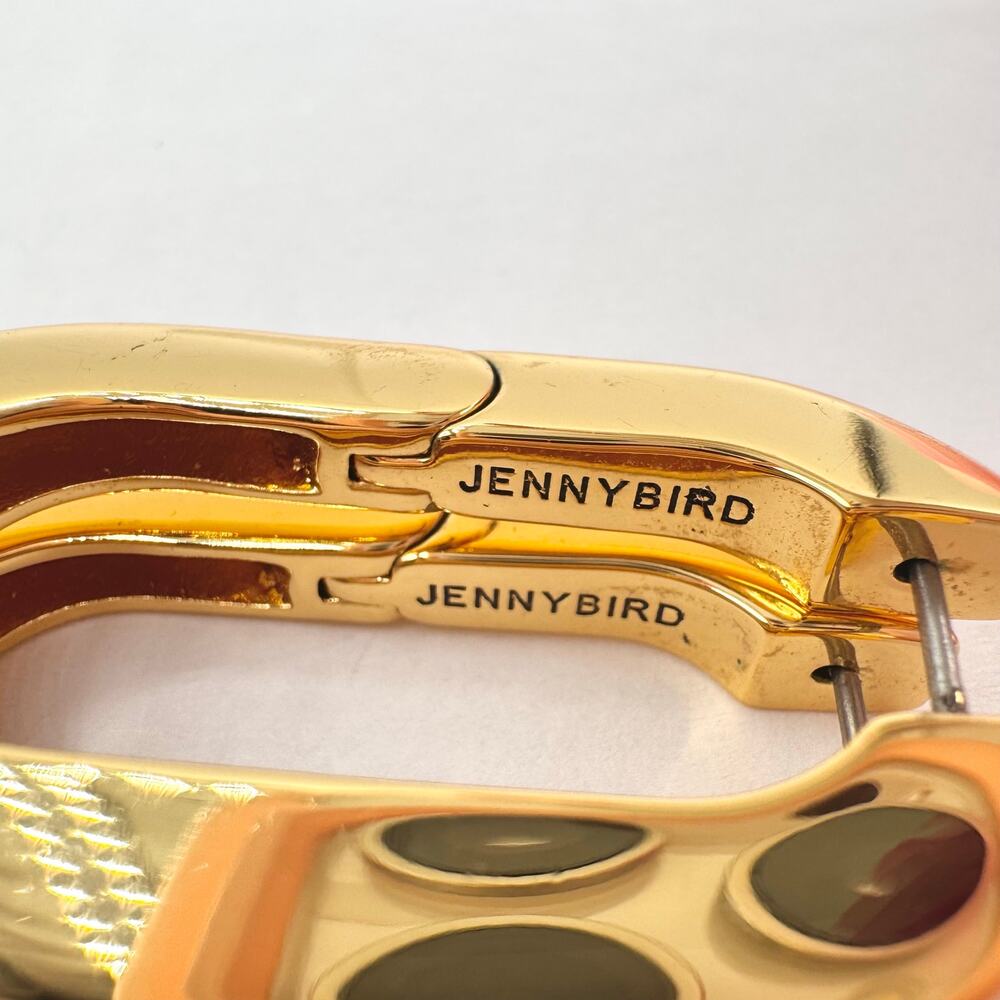 Jenny Bird Mega U-Link Earrings Gold Tone 14K Gold Plated Steel Oblong Hoops - Picture 9 of 12
